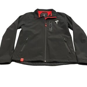 Tesla Softshell‎ Jacket Womens Medium Black Red Full Zip Corporate Performance